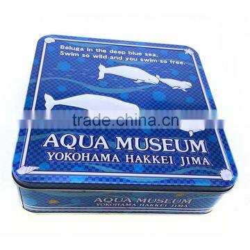 silver metal tin box customized square fish tin box