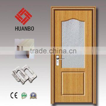 Wholesale wooden flush mdf pvc internal doors with frosted glass
