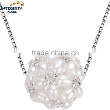 2016 cheap white 3-4mm sterling silver freshwater fashion perfect oval pearl pendant