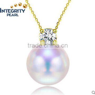 Akoya AAA perfect round natural pearl pendant 7.5-8mm 18k golden pearl pendants