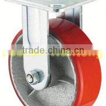 Heavy Duty Iron Core Polyurethane Fixed Industrial spring loaded caster