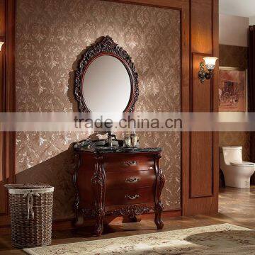 WTS16088 31 inch french Simple Handcrafted Walnut color single sinks bathroom vanity cabinets