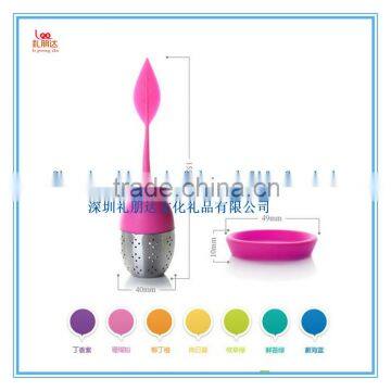 Fashion Leaf/flower Shape Silicone Tea Infuser, Silicone Stainless Steel Tea Strainer photo-3