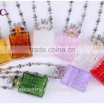 Fashion Murano Glass Mini Perfume Bottle Essential Oil Pendant Necklace