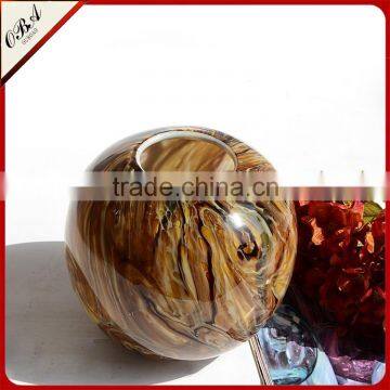 Fashion Design Handmade Wood Grain Pattern Decorative Circular Glass Vase photo-2
