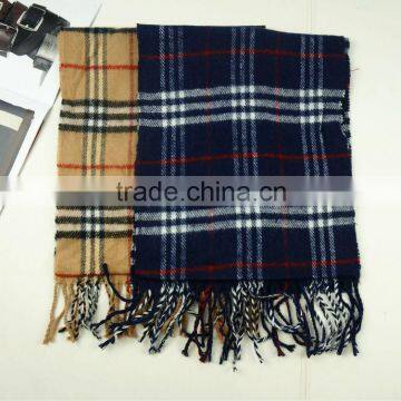 Fall 2013 fashion unisex plaid cashmere feel 100%polyester scarf