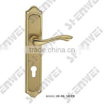 30-96 SB/PB brass door handle on plate