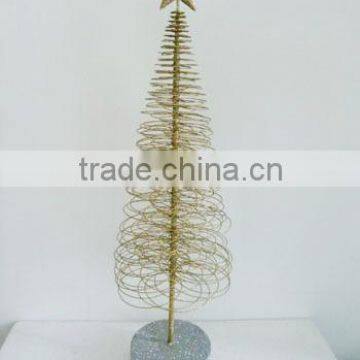 handmade wrought iron crafts, artificial metal X-mas tree festive ornament, table top christmas trees decorated