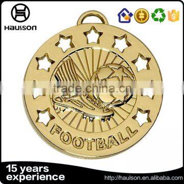 gold medal seller custom 3d five stars casting hollow out iron material gold finish medal of honor football sports wholesale