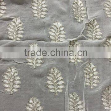 Leaves Embroidery design with georgette Fabric