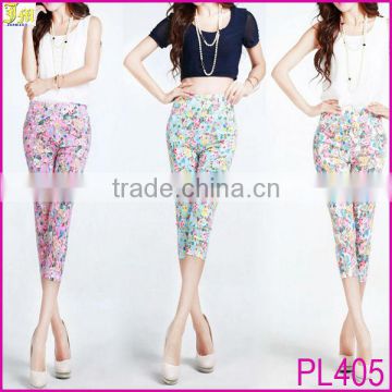 Lady's printed Rose Sexy Funky Stretchy Leggings Tight Pencil Skinny Pants Short