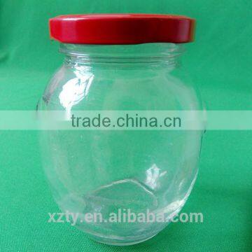 320ml glass flat drum bottle with ears for chilli sauce