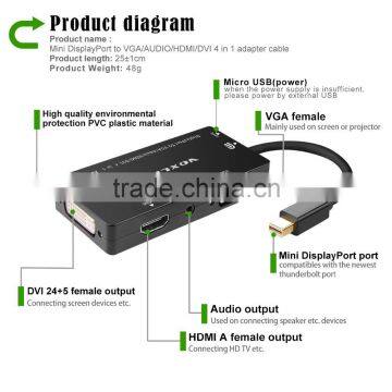 Voxlink 4 in 1 Thunderbolt Gold Plated Mini DisplayPort to HDMI Audio VGA DVI Cable Adapter photo-5
