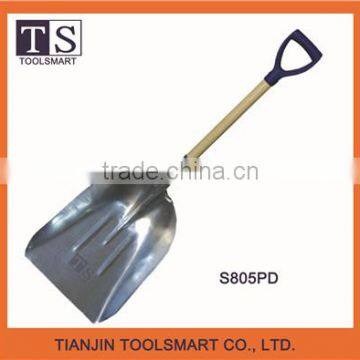 hand steel snow shovel with wooden handle