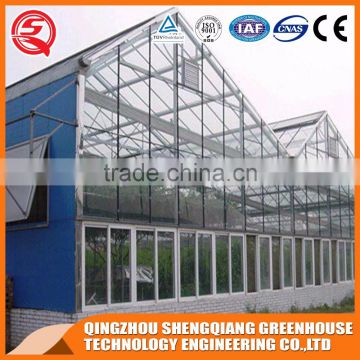 Factory hollow tempered steel frame glass greenhouse cooling system