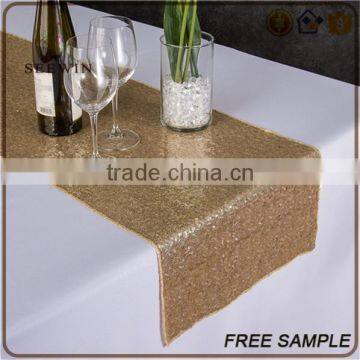 Fashionable Wedding Golden Sequin Yellow Table Runner photo-3