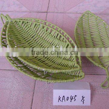 Green paper rope weaving and iron frame fish shaped storage basket