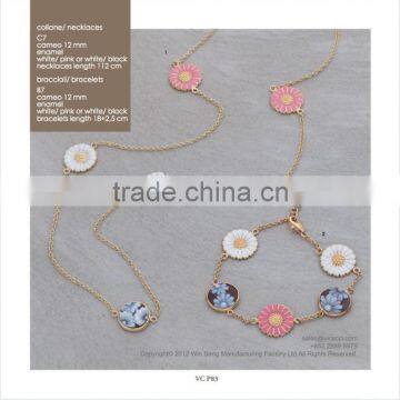 Express 925 Sterling Silver Classic Handcrafted Flower Necklace/Bracelets Made in Italy B7/C7 Cameo12mm photo-2