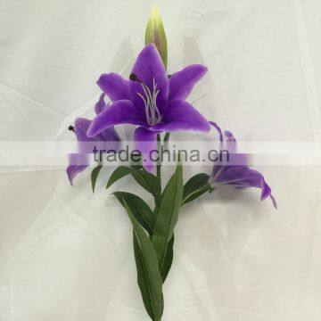 3 Flower Heads Artificial Lily Flower for Floral Arrangement
