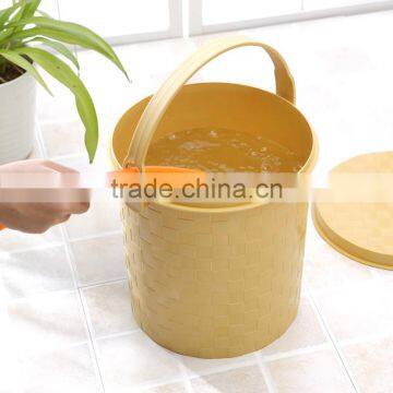 Wicker Style Square Water Pail Plastick Bucket With Lid and Handle photo-4