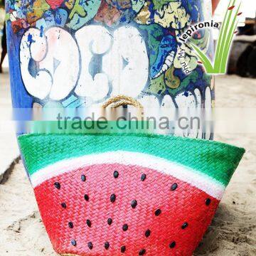 Hottest Fashionable Beach Bag/ Woven Beach Bag/Beach Bag Tote for Summer 2017, Watermelon Handpainting photo-2