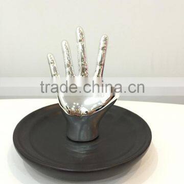 Ceramic Porcelain Hand Shaped Ring Jewelry Holder photo-4