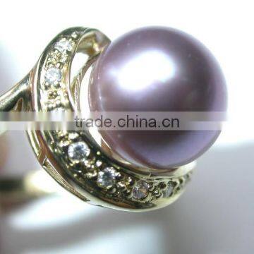 Fashion Pearl Ring With Diamond Tahitian Pearl Ring photo-2