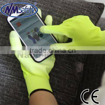 NMSAFETY 2014 touch screen glove PU coated work glove