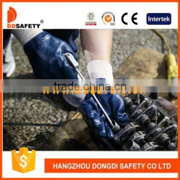 DDSAFETY Cotton Jersey Liner Fully Coated Blue Nitrile Coated Glove With Knit Wrist Cuff photo-2