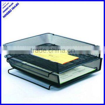 Quality 2 tier office metal mesh desktop stacking desk paper tray