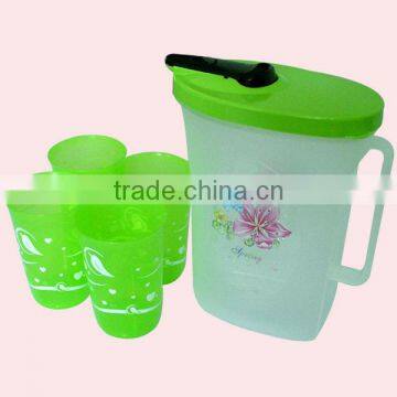 plastic water jug with 4 cups