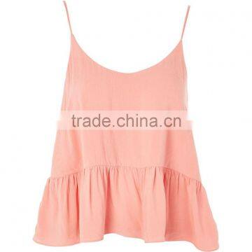 Custom Design Factory Price Bulk Fancy Sexy Girl Camisole Tops Pretty Peplum Hem