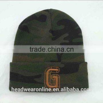 Custom Camo Printing Knitted Hats With 3d Embroidery Winter Hat photo-2