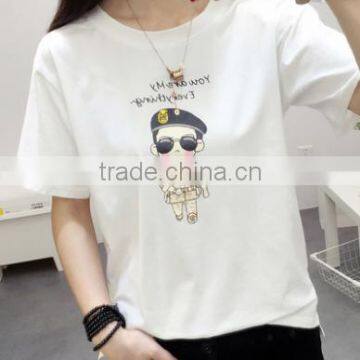 2016 New Fashion Style Summer Girl Student Popular Korean Star Commics Potrait Print Short Sleeve T- Shirt photo-3