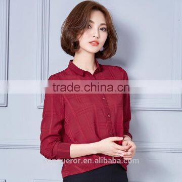 made to measurewindow check fabric cotton shirt for office women