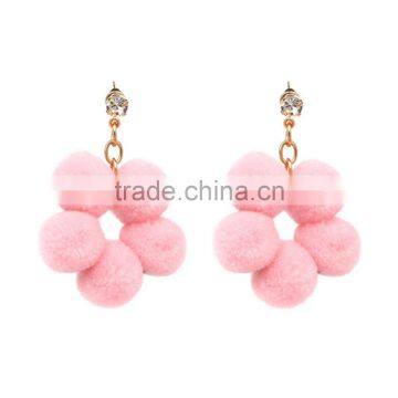 Bohemian colorful pompon dangle earrings for women