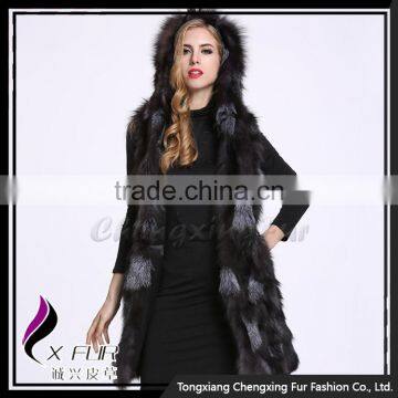 CX-G-B-174 Women Autumn Fashion Fox Fur Vest Woman Hoodies photo-2