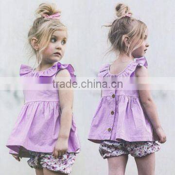 2017 New Design Hot Sale Summer Dress Wholesale Purple Cotton Clothing Boutique Custom Kids Baby 3-5 Year Old Girl Dress photo-3