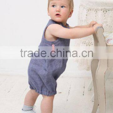 Newborn Baby Boy Orangic Cotton Shortall Cute Fashion Plain Jon Jon Romper photo-2