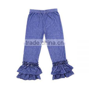 Latest Kaiyo Design Baby Girls Denim Icing Double Ruffle Pants Wholesale Girls Exquisite Pants photo-3