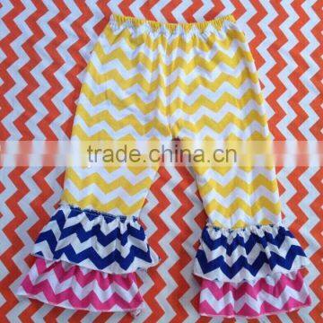 Wholesale summer Children Ruffle Pants Wave Stripe Capri Comfortable Short Pant