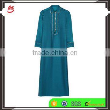 Petrol Silk-Twill High Quality Satin Women Sleepwear Robe with Buttons Fastening at Front in Relaxed Fit