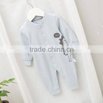 Wholesale Stripe Printing Long Sleeve Baby Cotton Playsuit photo-2