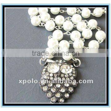 Factory Price Cute White Big Eyes Owl Pendant Neckalce With White Pearl Chain