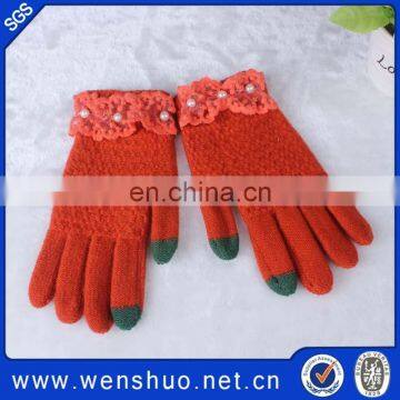 Factory Direct Fashion Women Lace Gloves With Pearls