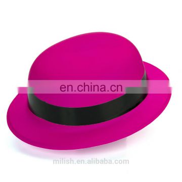 MH-2140 Classic Party kit PVC Hot Pink Plain Plastic Bowler Derby Hat