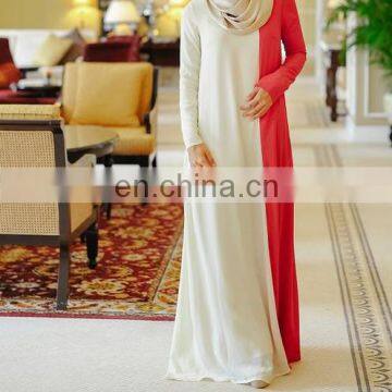 Abaya Muslim Long Sleeve High Quantity Fabric Contrast Color Long Gown