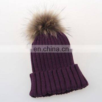 2017 cool lady merry raccoon fur wool hat adult warm knitted hat wool cap