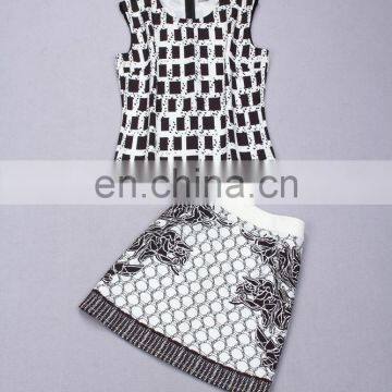 Star Fashion Sleeveless Check Pattern 2 Piece Set Dress Bulk Wholesale photo-6