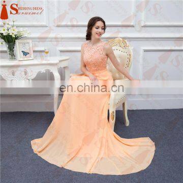 Long Chiffon Bridesmaid Dresses Peach High Quality Lace Backless Sexy Brides Maid Of Honor Vestidos De Real Photo JW001